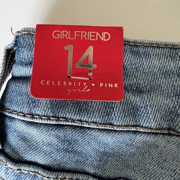 Celebrity Pink Jean Girls Sz 14 Unicorn Embroidery Pink Mid Rise Girlfriend New - Picture 6 of 16